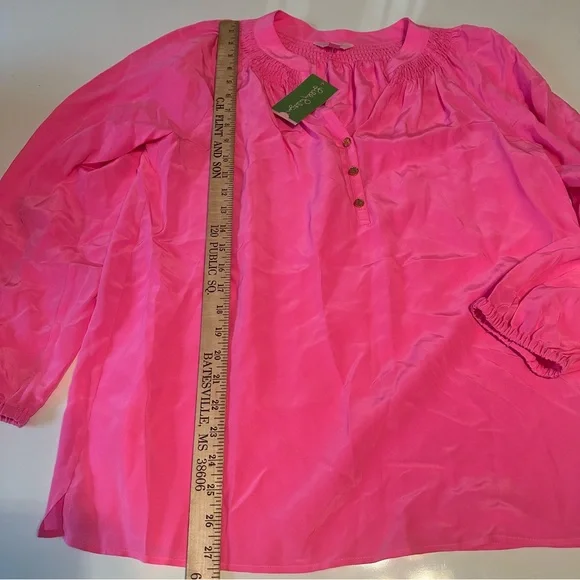 New Lilly Pulitzer Women Large Pink Lightweight Longsleeve Top - Picture 5 of 7